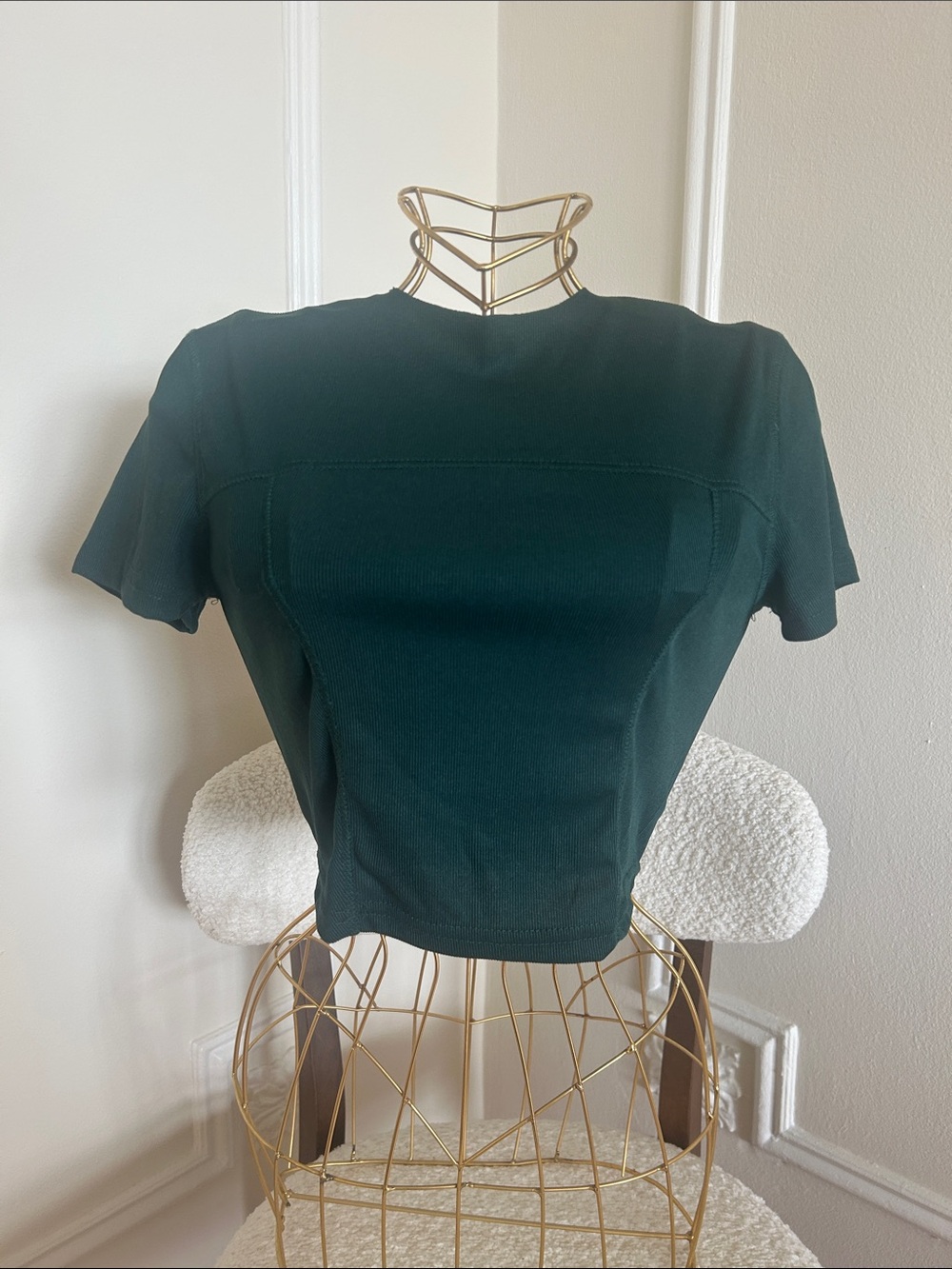 SHEIN Dark Green Short Sleeve Crop Top